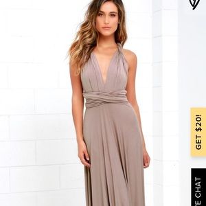 Lulu trick of the trade wrap dress in taupe